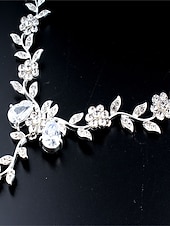 voordelige Sieradensets-1 set Bruidsjuwelen Sets Voor Vrouwen Witte Feest Bruiloft Rhinestone Legering Link  Ketting Daling Bloem Botanisch  Cadeau  Verloving dress to impress