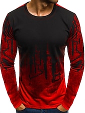 Χαμηλού Κόστους Ανδρικά 3D T-shirts-Ανδρικά Γραφική Συνδυασμός Χρωμάτων Μπλουζάκι Αστεία μπλουζάκια Μακρυμάνικο Κοντομάνικη μπλούζα 3D εκτύπωση Στρογγυλή Λαιμόκοψη Πουκάμισο Βίντατζ Βασικό Κλασσικό Καθημερινά Λευκό Πράσινο Χακί Ρουμπίνι