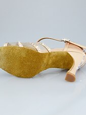 halpa 1920-luku &amp; Gatsby-aikakausi-naisten tekojalokivi latinalaiset tanssikengät pehmeällä mokkanahkapohjalla – tyylikkäät satiiniset t-strap ballroom-korkokengät salsaan, tangoon, bachataan ja esitystapahtumiin
