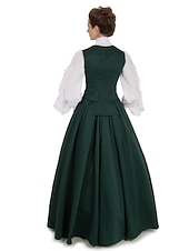 economico Vestiti-Canottiera Camicia Gonna Vittoriano 1910 Edwardian Lunghezza al pavimento Vestito Costume da festa Abito da Ballo Taglie Forti A sbuffo Duchessa Dea Cerridwen Taglie Forti Canto di Natale Piuma Tinta