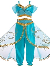 levne Dívčí kostýmy-Princezna jasmín Kostým Dívčí Pohádkový motiv Výkon Cosplay kostýmy Tématický večírek Flitry Polyester / Vrchní deska / Kalhoty