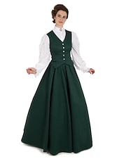 economico Vestiti-Canottiera Camicia Gonna Vittoriano 1910 Edwardian Lunghezza al pavimento Vestito Costume da festa Abito da Ballo Taglie Forti A sbuffo Duchessa Dea Cerridwen Taglie Forti Canto di Natale Piuma Tinta