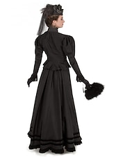 economico Vestiti-Camicia Gonna Vittoriano Abito da Ballo 1910 Lunghezza al pavimento Lunghezza lunga Costume da festa Trambusto Abito da Ballo Taglie Forti Duchessa Corrina vittoriana Tinta unica Due Pezzi Girocollo