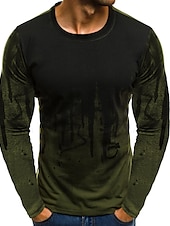 Χαμηλού Κόστους Ανδρικά 3D T-shirts-Ανδρικά Γραφική Συνδυασμός Χρωμάτων Μπλουζάκι Αστεία μπλουζάκια Μακρυμάνικο Κοντομάνικη μπλούζα 3D εκτύπωση Στρογγυλή Λαιμόκοψη Πουκάμισο Βίντατζ Βασικό Κλασσικό Καθημερινά Λευκό Πράσινο Χακί Ρουμπίνι