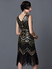 cheap Dresses-Roaring 20s 1920s Cocktail Dress Knee Length Flapper Dress Dress Prom Dress The Great Gatsby Charleston Wedding Guest Tassel Fringe Women&#039;s Wedding Party Wedding Guest Dress Homecoming Dresses