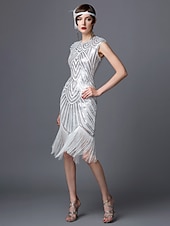levne Šaty-Řvoucí 20s 20. léta 20. století Koktejlky Bubenové šaty Šaty Plesové šaty Velký Gatsby Charleston Flitry Slátanina Dámské Svatební Párty Svatební host Šaty Šaty pro návrat domů
