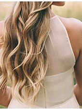 cheap Wedding Dresses-Hall Casual Wedding Dresses Sweep / Brush Train A-Line Regular Straps Jewel Neck Chiffon With Draping 2023 Bridal Gowns