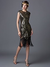 levne Šaty-Řvoucí 20s 20. léta 20. století Koktejlky Bubenové šaty Šaty Plesové šaty Velký Gatsby Charleston Flitry Slátanina Dámské Svatební Párty Svatební host Šaty Šaty pro návrat domů