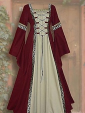 Retro Antiguo Medieval Renacimiento Hasta el Tobillo Vestidos irlandesa Vikingo forastero Tallas Grandes élfico Disfraz Mujer Disfraz de carnaval Celta Víspera de Todos los Santos Carnaval LARP Feria
