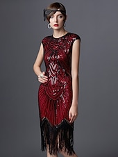 levne Šaty-Řvoucí 20s 20. léta 20. století Koktejlky Bubenové šaty Šaty Plesové šaty Velký Gatsby Charleston Flitry Slátanina Dámské Svatební Párty Svatební host Šaty Šaty pro návrat domů