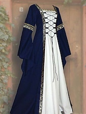  Retro Antiguo Medieval Renacimiento Hasta el Tobillo Vestidos irlandesa Vikingo forastero Tallas Grandes élfico Disfraz Mujer Disfraz de carnaval Celta Víspera de Todos los Santos Carnaval LARP Feria