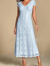 abordables Longueur du plancher-Robe de mère de la mariée A-ligne invitée de mariage taille plus décolleté en V longueur anklet dentelle manches courtes avec plis 2025 taille personnalisée gratuite