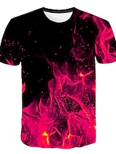cheap Skull &amp; Bone-Men&#039;s Graphic Flame Shirt T shirt Flame Shirt Short Sleeve T shirt Round Neck Shirt Streetwear Exaggerated Club Beach Blue Fuchsia Orange Summer Clothing Apparel Asian Size S M L XL 2XL 3XL 4XL