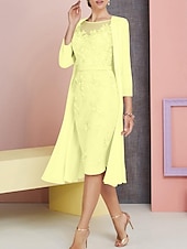 cheap With Jacket-Beach Wedding Two Piece Sheath Mother of the Bride Dress Wedding Guest Church Elegant Vintage Plus Size Bateau Neck Knee Length Chiffon Lace 3/4 Length Sleeve Jacket Dresses with Appliques 2025