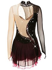 preiswerte Eiskunstlaufkleider-Eiskunstlaufkleid Damen Mädchen Eislaufen Kleider Austattungen Violett Dunkellila Schwarz und Violett Rückenfrei Gitter Elasthan Hochelastisch Wettbewerb Eiskunstlaufkleidung Handgemacht Kristalle
