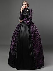 preiswerte Kleider-Kleid Spitze Rokoko Viktorianisch Bodenlang Kleid Partykostüm Maskerade Übergröße Kundenspezifische Marie Antoinette Spitze Ballkleid Kostüm Damen Party Abschlussball Karneval von Venedig Kleid