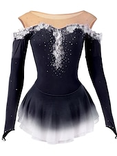 preiswerte Eiskunstlaufkleider-Eiskunstlaufkleid Damen Mädchen Eislaufen Kleider Gelb Rosa Dunkellila Patchwork Gitter Spandex Hochelastisch Wettbewerb Eiskunstlaufkleidung Kristalle Dummes Licht Modisch Langarm Eislaufen