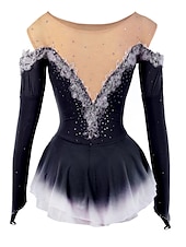 preiswerte Eiskunstlaufkleider-Eiskunstlaufkleid Damen Mädchen Eislaufen Kleider Gelb Rosa Dunkellila Patchwork Gitter Spandex Hochelastisch Wettbewerb Eiskunstlaufkleidung Kristalle Dummes Licht Modisch Langarm Eislaufen
