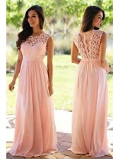 baratos Vestidos para Madrinhas-Linha A Vestido de Madrinha Decorado com Bijuteria Sem Manga Elegante Longo Chiffon / Renda com Faixa / Fita / Pregas 2022