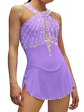 preiswerte Eiskunstlaufkleider-Eiskunstlaufkleid Damen Mädchen Eislaufen Kleider Schwarz Weiß Rosa Rückenfrei Gitter Spandex Hochelastisch Ausbildung Wettbewerb Eiskunstlaufkleidung Kristalle Ärmellos Eislaufen Eiskundstlauf