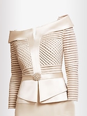 tanie Długość herbaty-Sukienka Kąpielowa Matki Panny Młodej Gość Wesele Elegancka Vintage Plus Size Szeroki Dekolt Do Kolan Satyna z Wstążką  Sznurkiem Kryształami sukienka na wyścig Derby Sukienka Dzień Wyścigu 2025