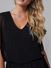 abordables Combinaisons pour maman-Combinaison/Pantalon Mère de la Mariée Invitée de Mariage Combinaisons Col en V Longueur Cheville Chiffon Manches Courtes avec Fronces 2025 taille sur mesure gratuite