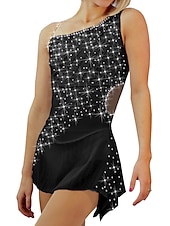 cheap Figure Skating Dresses-Figure Skating Dress Women&#039;s Girls&#039; Ice Skating Dress Outfits Black White Yellow Spandex High Elasticity Training Competition Skating Wear Patchwork Crystal / Rhinestone Sleeveless Ice Skating Figure