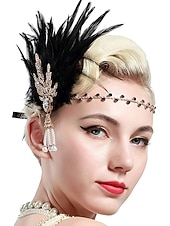 abordables Accesorios y más-Accesorio Vintage Rugido 20s 1920s Diadema de estilo flapper charlestón Invitado a la boda Pluma Disfraz Mujer Navidad Víspera de Todos los Santos Carnaval Vacaciones Fiesta / Noche Mascarada Adulto