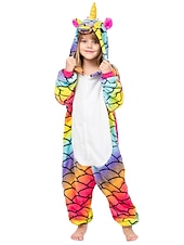 cheap Animal Costume-Kigurumi Pajamas Fancy Costume Onesie Costume Animal Unicorn Cartoon Warm Comfy Kid's Unisex Boys and Girls Christmas Halloween Carnival Party Performance Homewear Dress Up