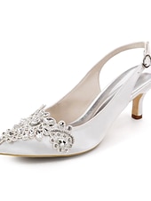 preiswerte Brautjungfer-beige Slingback Heels mit Kristallverzierung für Damen – elegante Hochzeits- und Abendschuhe