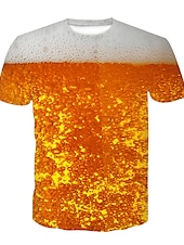 abordables Camisetas 3D-Hombre Graphic 3D Cerveza Camiseta Manga Corta Camiseta Escote Redondo Camisa Fiesta Discoteca Amarillo Ropa Talla Grande XS S M L XL 2XL 3XL