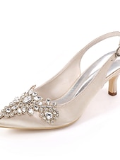 preiswerte Brautjungfer-beige Slingback Heels mit Kristallverzierung für Damen – elegante Hochzeits- und Abendschuhe
