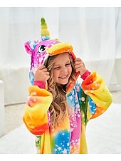 cheap Animal Costume-Kigurumi Pajamas Fancy Costume Onesie Costume Animal Unicorn Cartoon Warm Comfy Kid's Unisex Boys and Girls Christmas Halloween Carnival Party Performance Homewear Dress Up