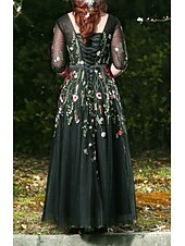 cheap Prom Dresses-A-Line Prom Dresses Plus Size Dress Prom Formal Evening Floor Length Half Sleeve Jewel Neck Satin with Appliques 2023