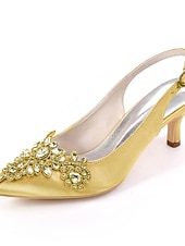 preiswerte Brautjungfer-beige Slingback Heels mit Kristallverzierung für Damen – elegante Hochzeits- und Abendschuhe