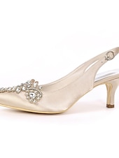 preiswerte Brautjungfer-beige Slingback Heels mit Kristallverzierung für Damen – elegante Hochzeits- und Abendschuhe