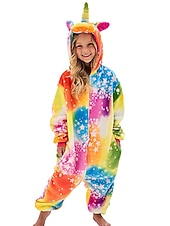 cheap Animal Costume-Kigurumi Pajamas Fancy Costume Onesie Costume Animal Unicorn Cartoon Warm Comfy Kid's Unisex Boys and Girls Christmas Halloween Carnival Party Performance Homewear Dress Up