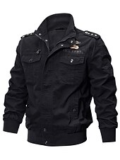 halpa Cargo-takit-Miesten Bombertakki Utility takki Siirtymätakki Varsity takki ulko- Urheilu Tuulenkestävä Lämmin Kirjailtu Vetoketju Talvi Yhtenäinen Asevoimat Stand-kaula-aukko Lyhyt Puuvilla Musta Armeijan vihre
