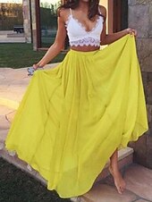 cheap Prom Dresses-Two Piece Prom Dresses Color Block Dress Holiday Floor Length Sleeveless Spaghetti Strap Chiffon with Pleats 2022