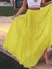 cheap Prom Dresses-Two Piece Prom Dresses Color Block Dress Holiday Floor Length Sleeveless Spaghetti Strap Chiffon with Pleats 2022