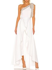 cheap Prom Dresses-Jumpsuits Minimalist Elegant Engagement Prom Valentine&#039;s Day Dress One Shoulder Sleeveless Floor Length Stretch Satin with Pleats Ruffles 2022