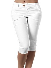 baratos Calças Skinny Femininas-Mulheres Básico calções capri Calças Clássico Capris Calças Escritório / Carreira Dia a Dia Micro-Elástica Cor Sólida Cintura Média Delgado Verde Branco Preto Azul Cáqui S M L XL XXL