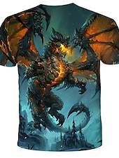 economico Magliette con stampa animale-Per uomo Pop art Manga Drago Camicia maglietta Magliette Manica corta maglietta Stampa 3D Girocollo Camicia Streetwear Esagerato Giornaliero Per eventi Nero Dorato Blu Abbigliamento Plus Size S M L