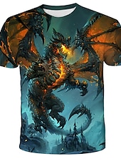 economico Magliette con stampa animale-Per uomo Pop art Manga Drago Camicia maglietta Magliette Manica corta maglietta Stampa 3D Girocollo Camicia Streetwear Esagerato Giornaliero Per eventi Nero Dorato Blu Abbigliamento Plus Size S M L