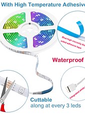 זול פנסי פס עמיד למים-Zdm 10 מטרים רצועות אור led גמיש עמיד למים 180x5050 נוריות smd עם rgb בקר ir 44 או ערכת מתאם 12 v