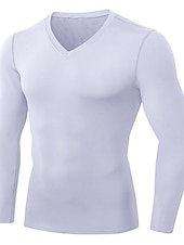 Недорогие Футболки и майки для бега-Муж. Компрессионная футболка Футболка для бега Длинный рукав Футболка Футболка Атлетический Одежда для спорта и отдыха Осень V-образный вырез Однотонный Спандекс Флис