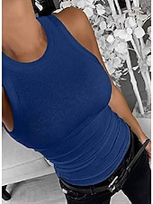 abordables Débardeurs et camisoles femme-Débardeur en camisole pour femmes Hauts de sortie Rose d&#039;amande Noir Côtelé Décontracté Basique Sexy Col haut S