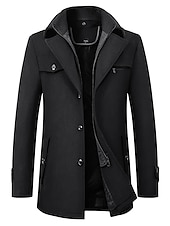 economico Trench da uomo-Per uomo Cappotto invernale Cappotto di lana Cappotto Attività commerciale Abbigliamento da lavoro Inverno Lana Antivento Caldo Capispalla Abbigliamento Essenziale Indicato per i polsi Tinta unita