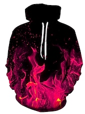 economico Felpe con cappuccio da uomo-Per uomo Pop art Fiamma Felpa con cappuccio Felpe Felpa Felpa con cappuccio Manica lunga Felpa con cappuccio Con cappuccio Festa Stampa 3D Serata Fine settimana Blu Fucsia progettista