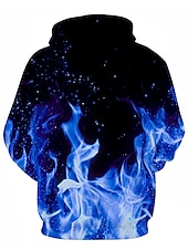 economico Felpe con cappuccio da uomo-Per uomo Pop art Fiamma Felpa con cappuccio Felpe Felpa Felpa con cappuccio Manica lunga Felpa con cappuccio Con cappuccio Festa Stampa 3D Serata Fine settimana Blu Fucsia progettista
